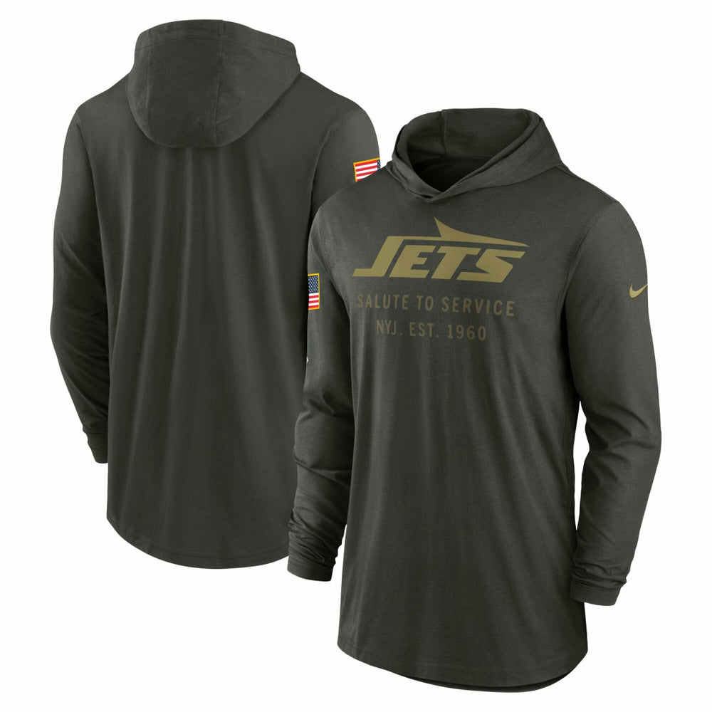 New York Jets Nike 2025 Salute to Service Sideline Dri-FIT Lightweight Hooded Pullover