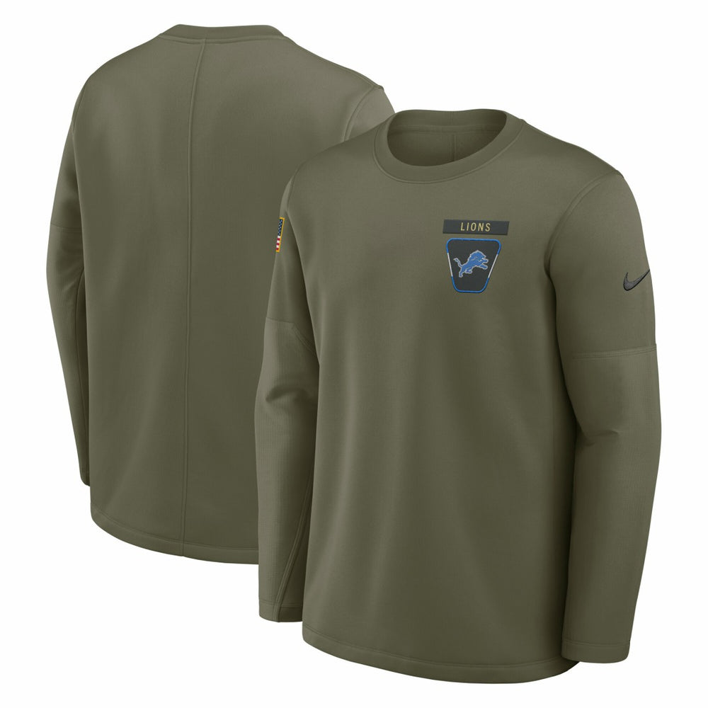 Detroit Lions Nike 2025 Salute to Service Sideline Coaches Therma-FIT Long Sleeve Shirt