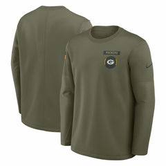 Green Bay Packers Nike 2025 Salute to Service Sideline Coaches Therma-FIT Long Sleeve Shirt