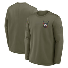 Kansas City Chiefs Nike 2025 Salute to Service Sideline Coaches Therma-FIT Long Sleeve Shirt