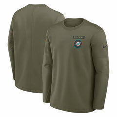 Miami Dolphins Nike 2025 Salute to Service Sideline Coaches Therma-FIT Long Sleeve Shirt