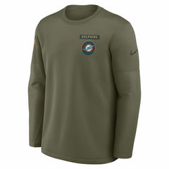 Miami Dolphins Nike 2025 Salute to Service Sideline Coaches Therma-FIT Long Sleeve Shirt