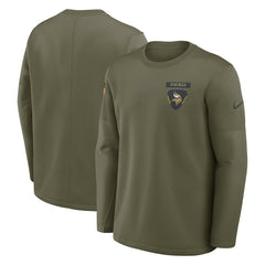 Minnesota Vikings Nike 2025 Salute to Service Sideline Coaches Therma-FIT Long Sleeve Shirt
