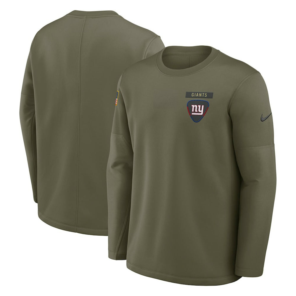 New York Giants Nike 2025 Salute to Service Sideline Coaches Therma-FIT Long Sleeve Shirt