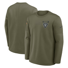 Las Vegas Raiders Nike 2025 Salute to Service Sideline Coaches Therma-FIT Long Sleeve Shirt