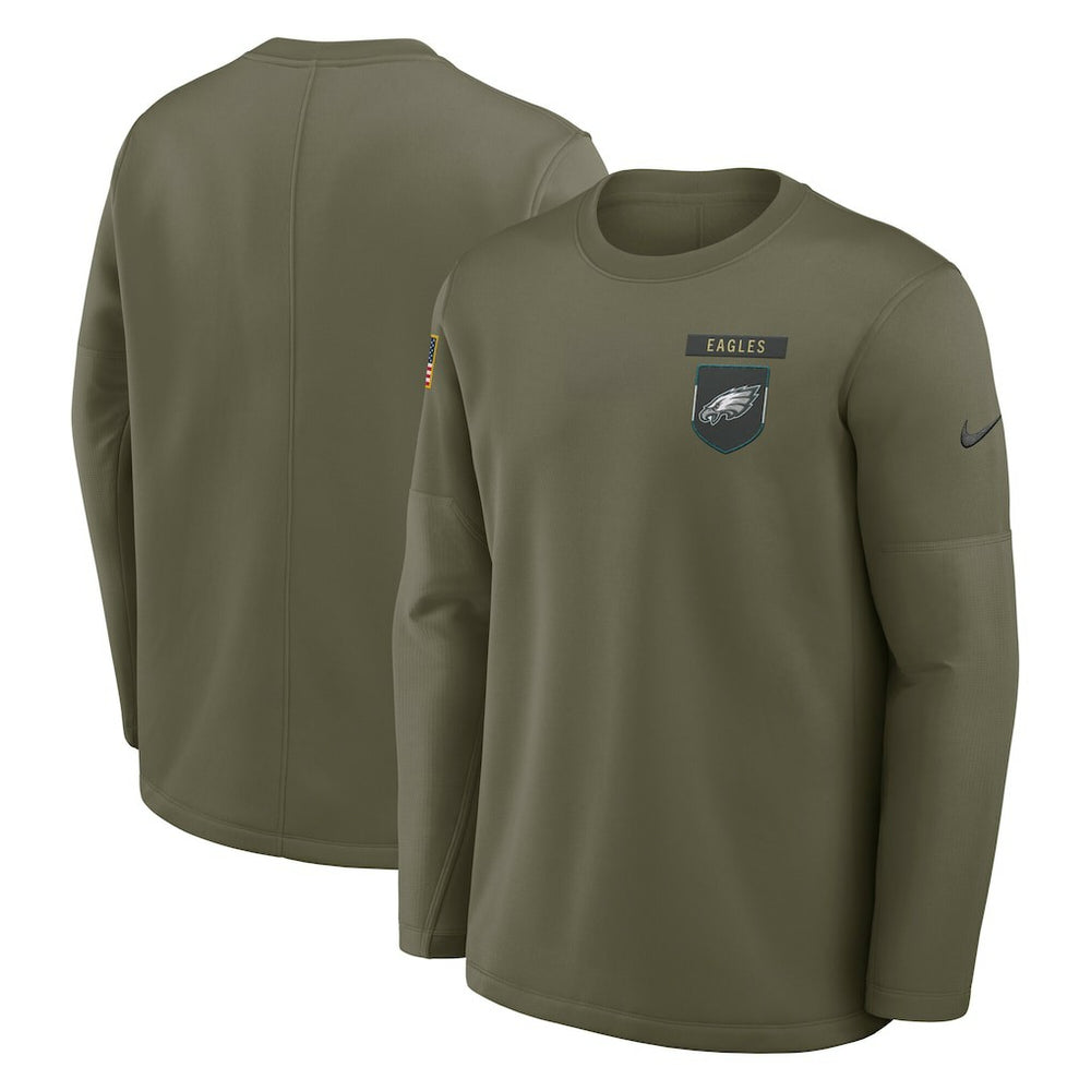Philadelphia Eagles Nike 2025 Salute to Service Sideline Coaches Therma-FIT Long Sleeve Shirt