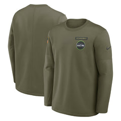 Seattle Seahawks Nike 2025 Salute to Service Sideline Coaches Therma-FIT Long Sleeve Shirt