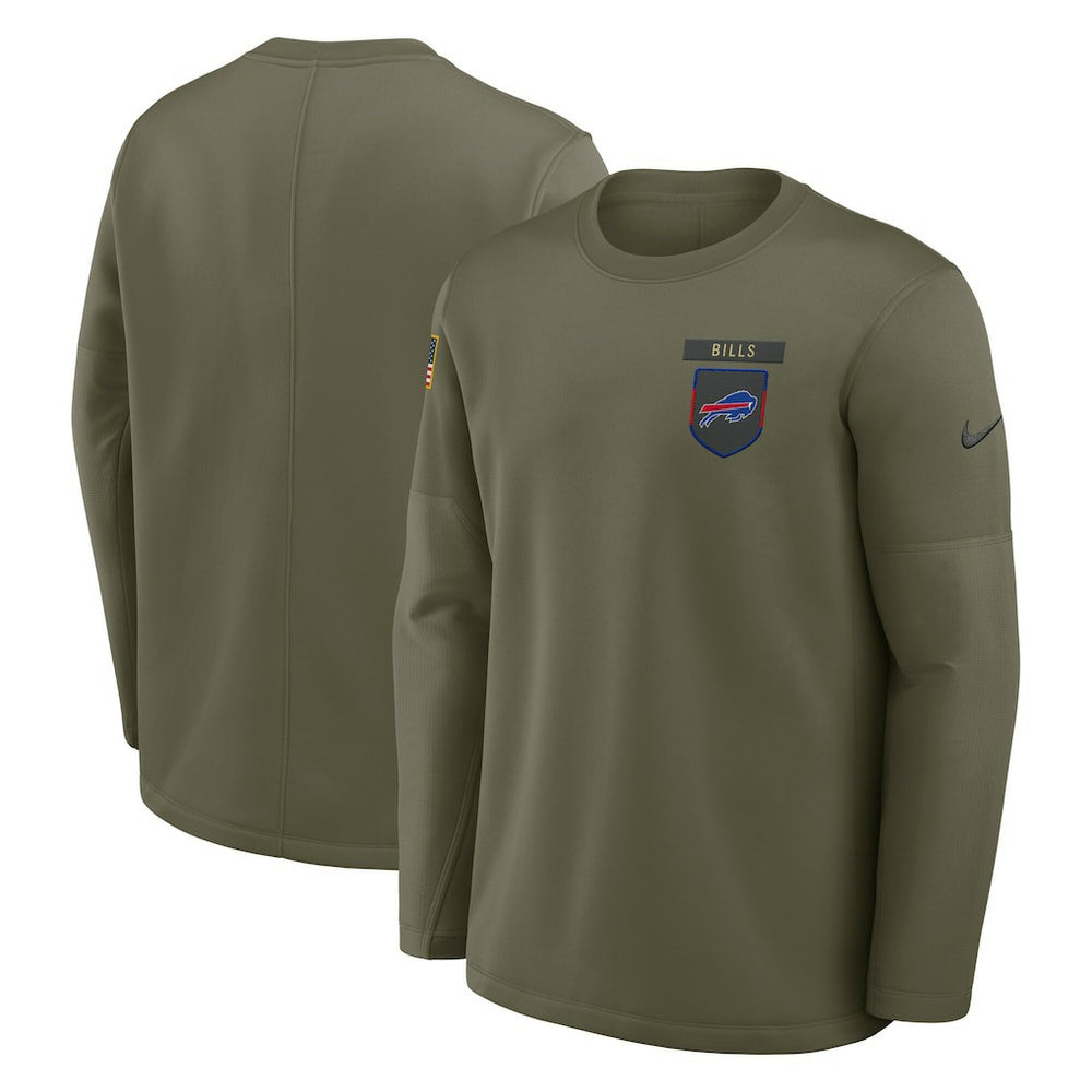 Buffalo Bills Nike 2025 Salute to Service Sideline Coaches Therma-FIT Long Sleeve Shirt