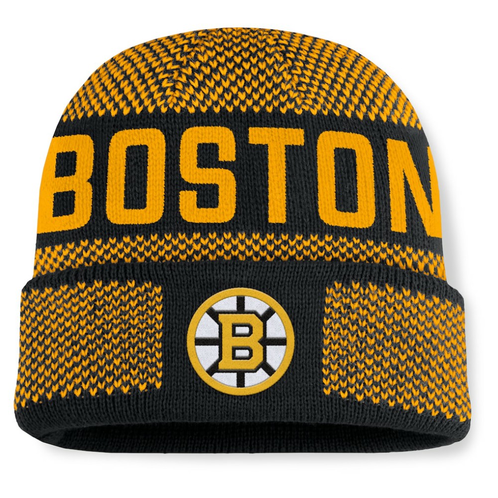 Boston Bruins Fanatics Fundamentals Shelter Cuffed Knit Hat On Sale