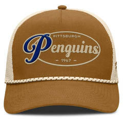 Pittsburgh Penguins Fanatics Heritage Fetch A-Frame Trucker Adjustable Hat For Sale