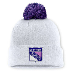 New York Rangers Fanatics Authentic Pro Hockey Fights Cancer Cuffed Knit Hat with Pom On Sale
