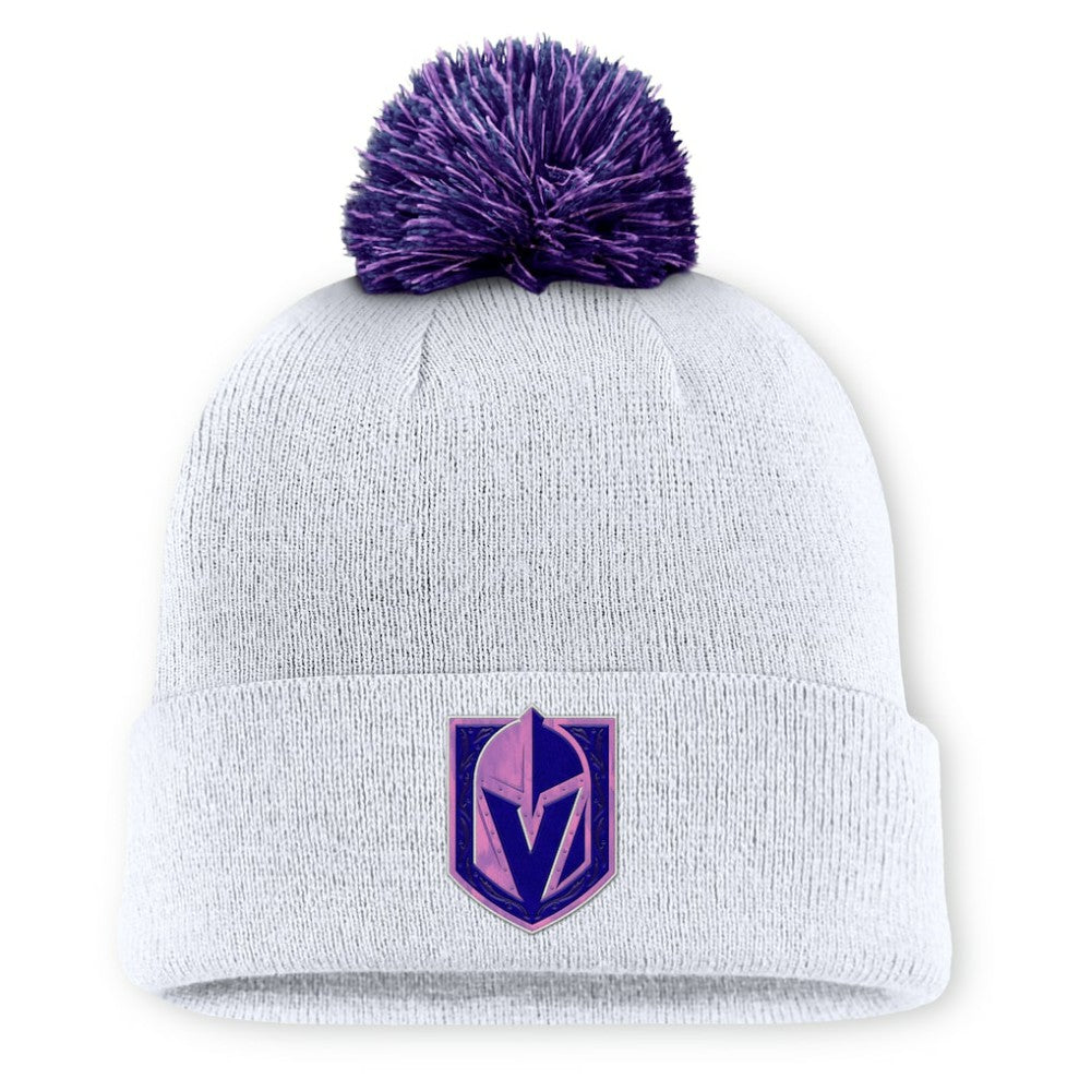 Vegas Golden Knights Fanatics Authentic Pro Hockey Fights Cancer Cuffed Knit Hat with Pom For Sale