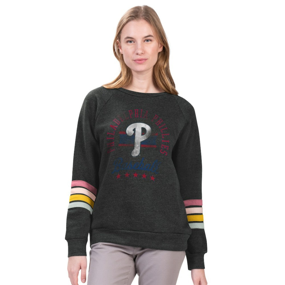 Philadelphia Phillies G-III 4Her by Carl Banks Women's Allana Stripe Pullover Sweatshirt | MLB Outlet