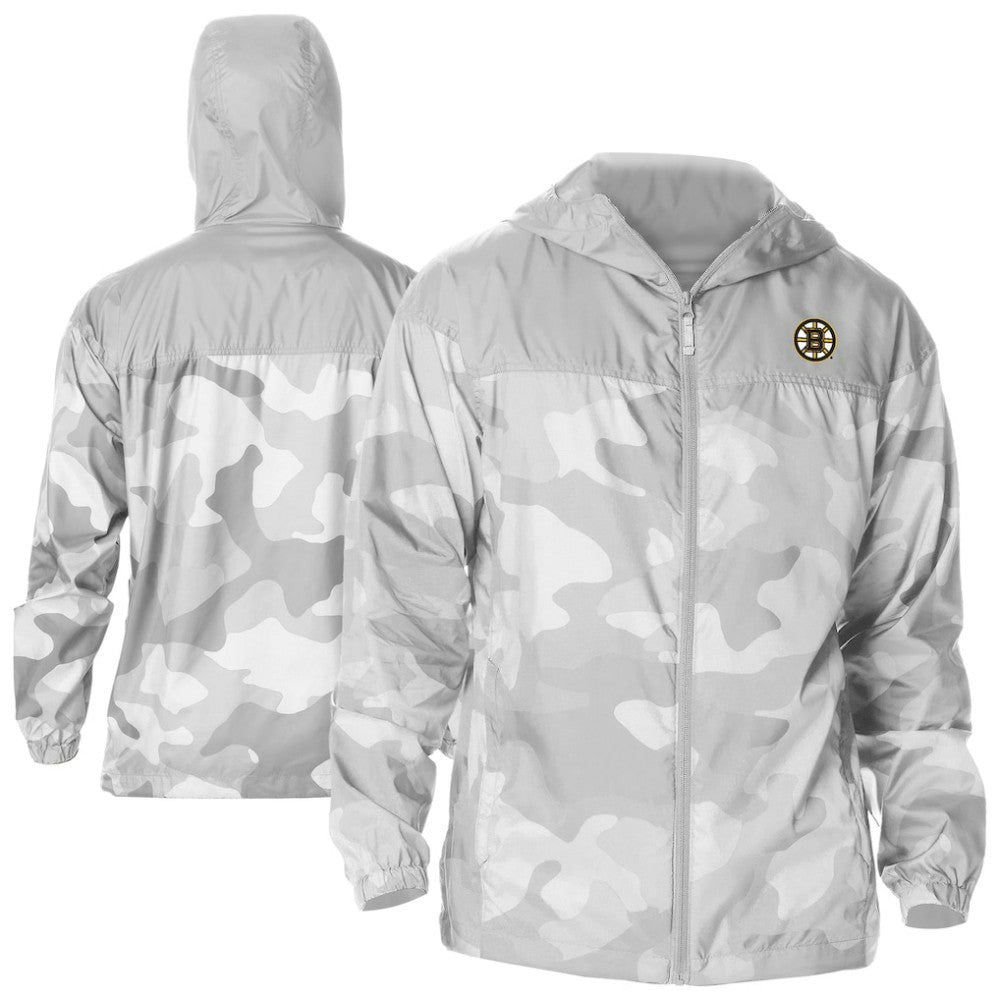 Boston Bruins Columbia Camo Flash Challenger Omni-Shade Full-Zip Hoodie Windbreaker On Sale