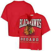 Connor Bedard Chicago Blackhawks '47 Women's Elation Name & Number Oversized Notch Neck T-Shirt Discount
