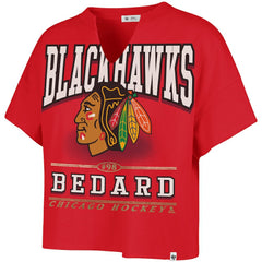 Connor Bedard Chicago Blackhawks '47 Women's Elation Name & Number Oversized Notch Neck T-Shirt Discount