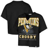 Sidney Crosby Pittsburgh Penguins '47 Women's Elation Name & Number Oversized Notch Neck T-Shirt Sale