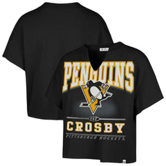 Sidney Crosby Pittsburgh Penguins '47 Women's Elation Name & Number Oversized Notch Neck T-Shirt Sale