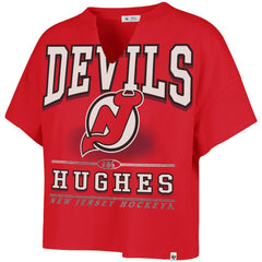 Jack Hughes New Jersey Devils '47 Women's Elation Name & Number Oversized Notch Neck T-Shirt Sale