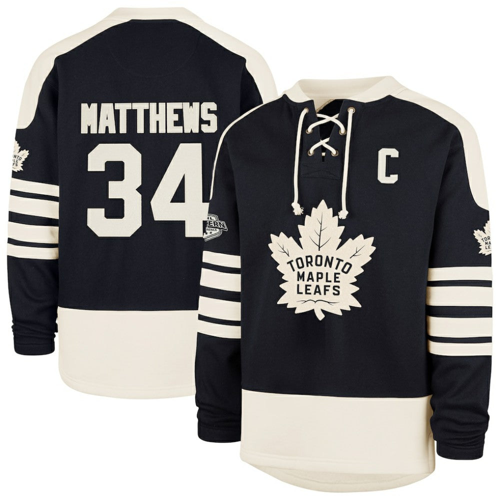 Auston Matthews Toronto Maple Leafs '47 Player Name & Number Sweep Check Eternal Lacer Sweatshirt Discount