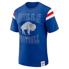 Buffalo Bills Fanatics Darius Rucker Collection Distressed Throwback Shoulder Stripe T-Shirt