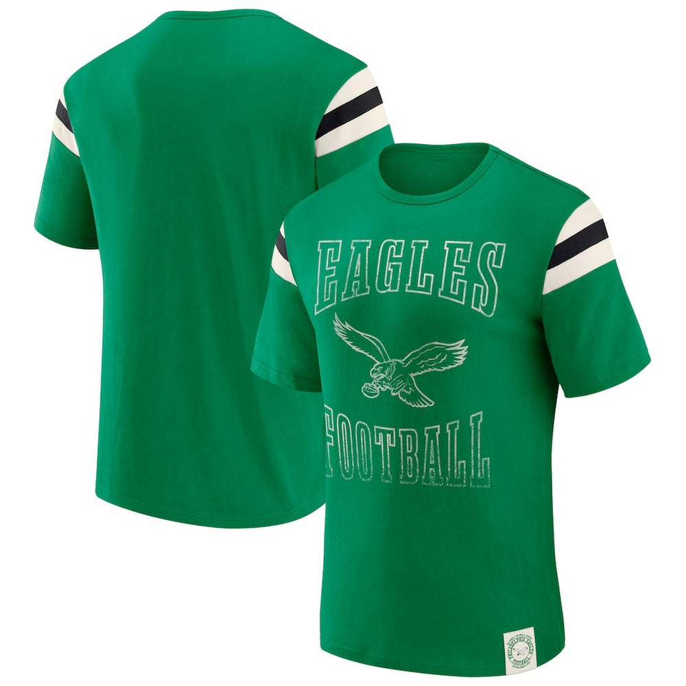 Philadelphia Eagles Fanatics Darius Rucker Collection Distressed Throwback Shoulder Stripe T-Shirt