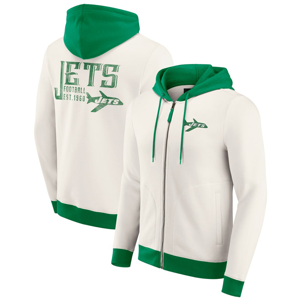 New York Jets Fanatics Darius Rucker Collection Distressed Graphics Full-Zip Hoodie