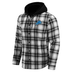 Detroit Lions Fanatics NFL x Darius Rucker Collection Plaid Flannel Quilted Full-Snap Hooded Shacket