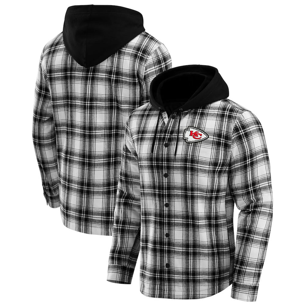 Kansas City Chiefs Fanatics NFL x Darius Rucker Collection Plaid Flannel Quilted Full-Snap Hooded Shacket