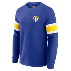 Los Angeles Rams Fanatics Darius Rucker Collection Waffle-Knit Raglan Long Sleeve Henley T-Shirt