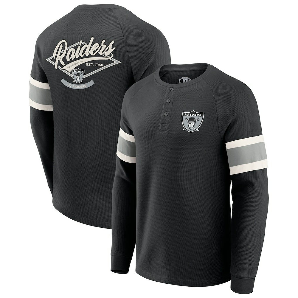 Las Vegas Raiders Fanatics Darius Rucker Collection Waffle-Knit Raglan Long Sleeve Henley T-Shirt