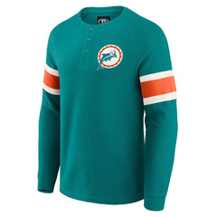 Miami Dolphins Fanatics Darius Rucker Collection Waffle-Knit Raglan Long Sleeve Henley T-Shirt