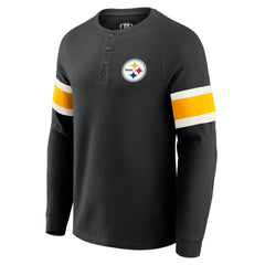 Pittsburgh Steelers Fanatics Darius Rucker Collection Waffle-Knit Raglan Long Sleeve Henley T-Shirt