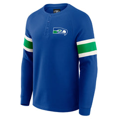 Seattle Seahawks Fanatics Darius Rucker Collection Waffle-Knit Raglan Long Sleeve Henley T-Shirt