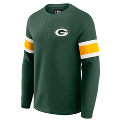 Green Bay Packers Fanatics Darius Rucker Collection Waffle-Knit Raglan Long Sleeve Henley T-Shirt