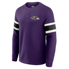 Baltimore Ravens Fanatics Darius Rucker Collection Waffle-Knit Raglan Long Sleeve Henley T-Shirt