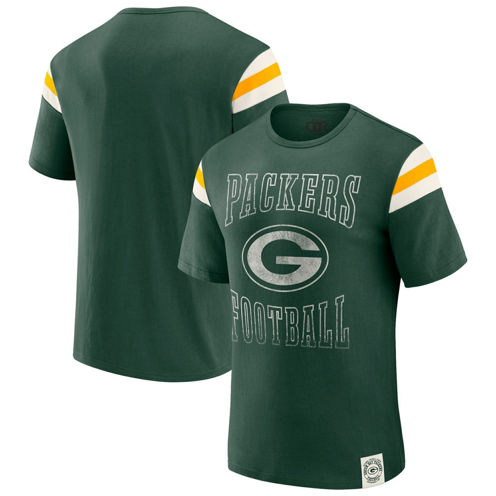 Green Bay Packers Fanatics Darius Rucker Collection Football Stripe Sleeve T-Shirt