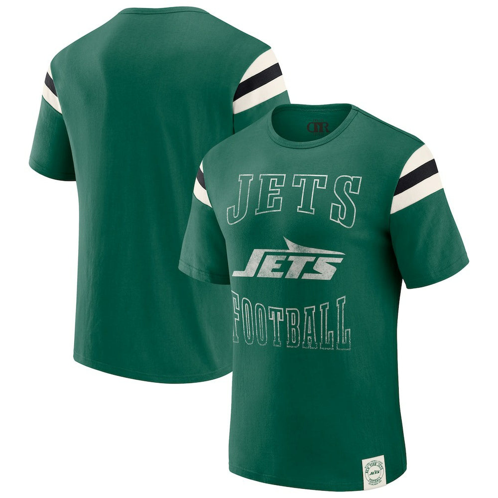 New York Jets Fanatics Darius Rucker Collection Football Stripe Sleeve T-Shirt