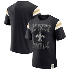 New Orleans Saints Fanatics Darius Rucker Collection Football Stripe Sleeve T-Shirt