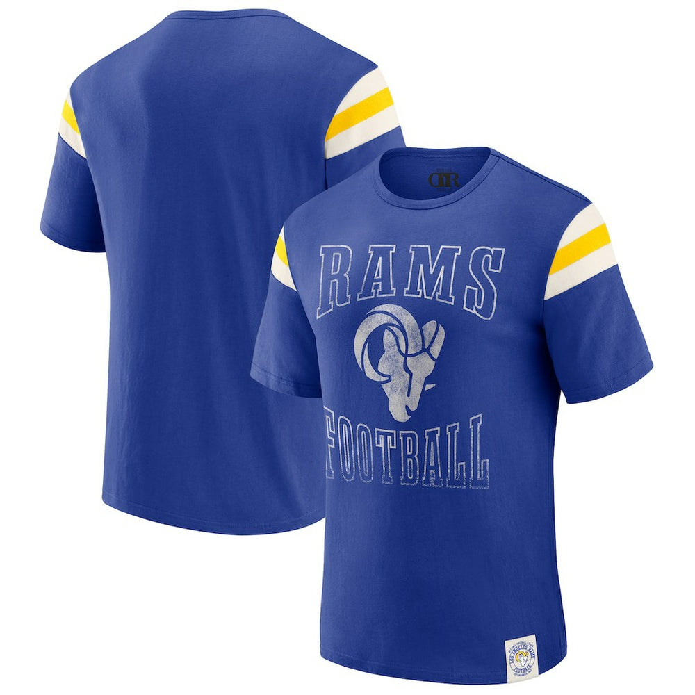 Los Angeles Rams Fanatics Darius Rucker Collection Football Stripe Sleeve T-Shirt