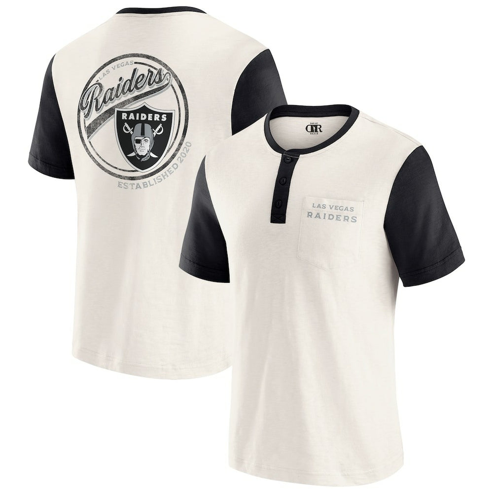 Las Vegas Raiders Fanatics Darius Rucker Collection Henley Colorblock Slub Pocket T-Shirt