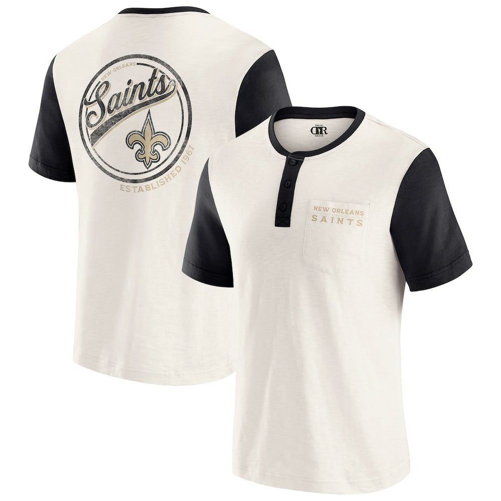 New Orleans Saints Fanatics Darius Rucker Collection Henley Colorblock Slub Pocket T-Shirt