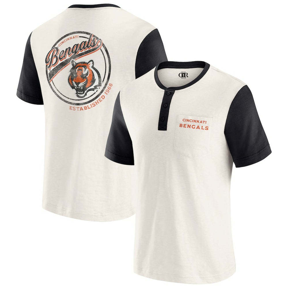 Cincinnati Bengals Fanatics Darius Rucker Collection Henley Colorblock Slub Pocket T-Shirt