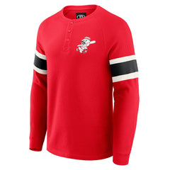 Cincinnati Reds Darius Rucker Collection by Fanatics Waffle-Knit Raglan Long Sleeve Henley T-Shirt | MLB New