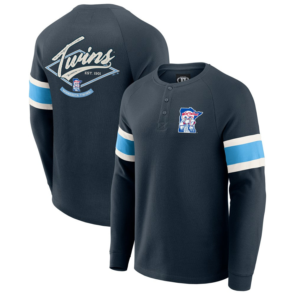 Minnesota Twins Darius Rucker Collection by Fanatics Waffle-Knit Raglan Long Sleeve Henley T-Shirt | MLB Outlet