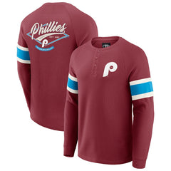 Philadelphia Phillies Darius Rucker Collection by Fanatics Waffle-Knit Raglan Long Sleeve Henley T-Shirt | MLB For sale