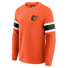 Baltimore Orioles Darius Rucker Collection by Fanatics Waffle-Knit Raglan Long Sleeve Henley T-Shirt | MLB New