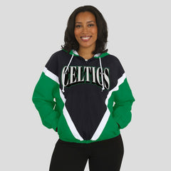 Boston Celtics WEAR by Erin Andrews Women's Colorblock Full-Zip Hoodie Windbreaker Jacket On Sale