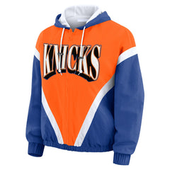 New York Knicks WEAR by Erin Andrews Women's Colorblock Full-Zip Hoodie Windbreaker Jacket Online