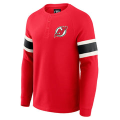 New Jersey Devils Darius Rucker Collection by Fanatics Waffle-Knit Raglan Long Sleeve Henley T-Shirt Discount